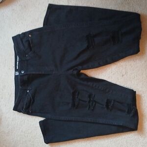 New York & Company Black High Rise Distressed Jeans